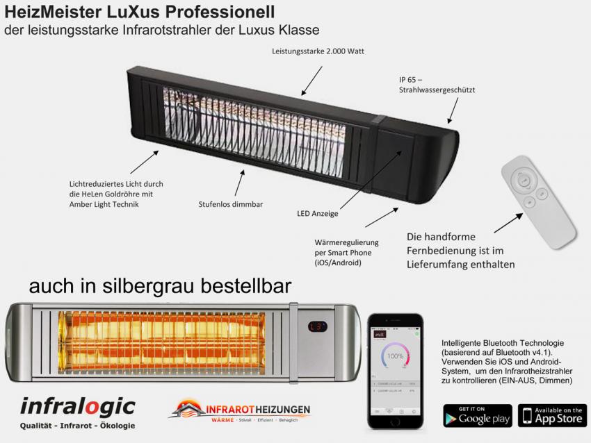 Infotafel HeizMeister LuXus Professionell 2000 Watt mit Amber Light